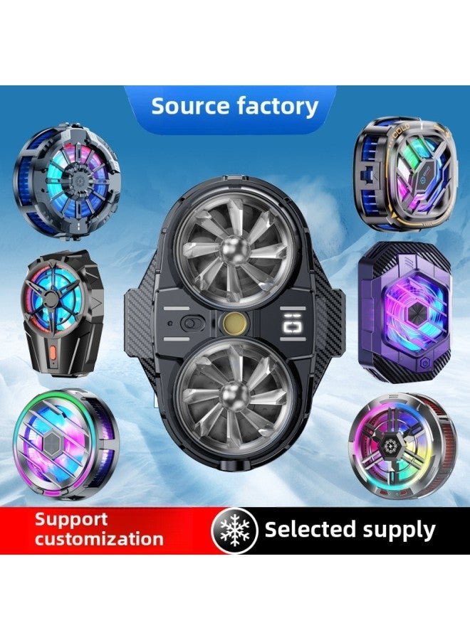 Mobile Phone Cooling Fan Game Battery Digital Display Refrigeration Magnetic Back Clip X76A Semiconductor-Color:SL20 Black Icing - Image 2
